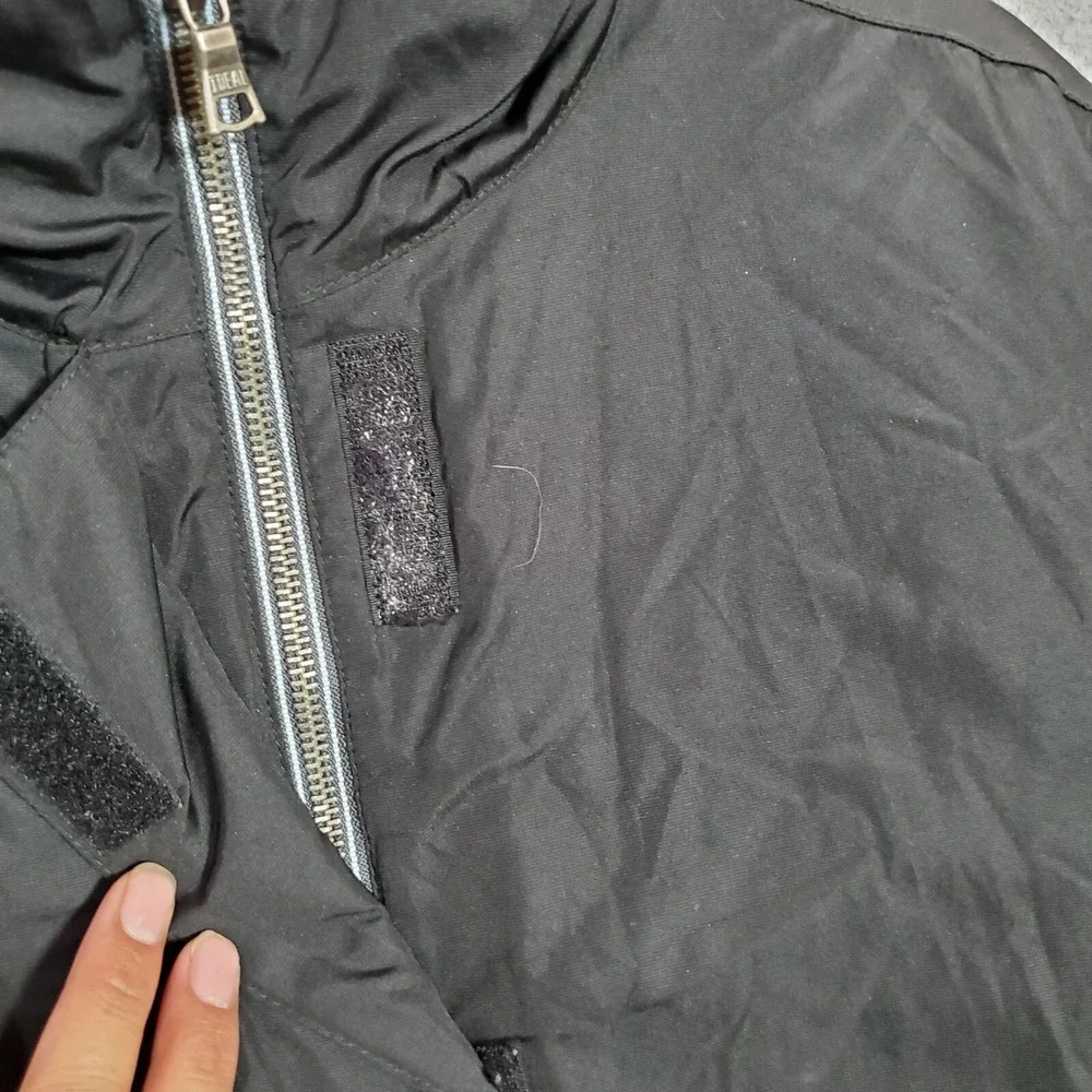 VINTAGE Nike‎ Women Jacket Large Black Y2K Logo Swoosh Full Zip Quilt Lined